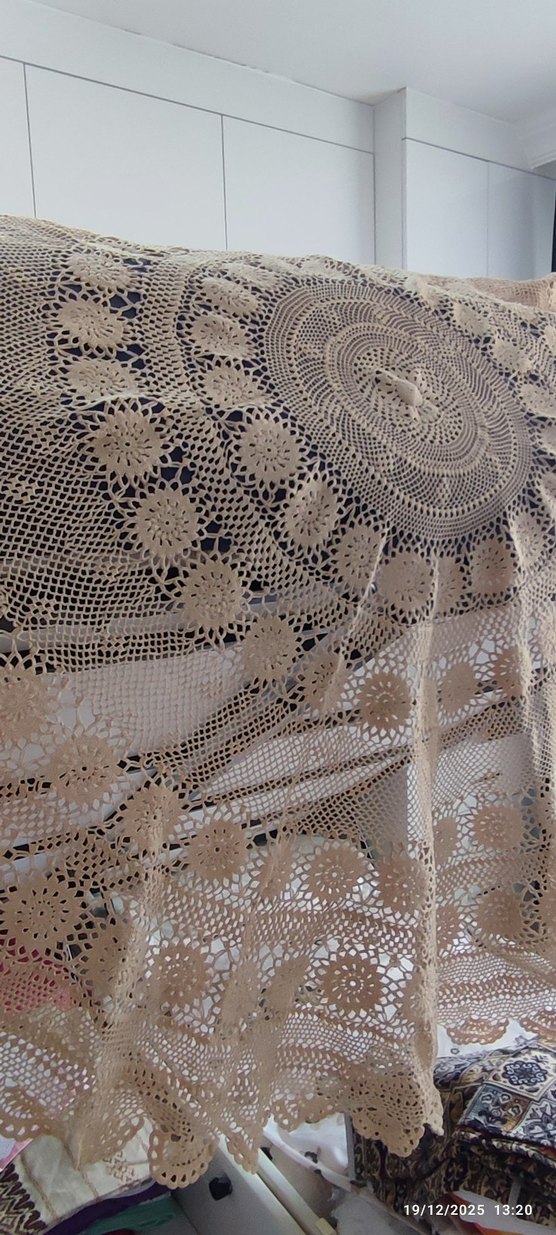 fiskos örtüsü ,El Yapımı Örgü Detaylı Dantel - Görsel 5