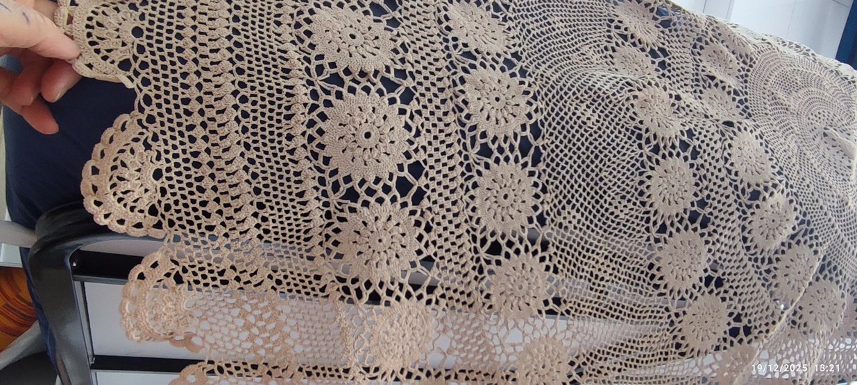 fiskos örtüsü ,El Yapımı Örgü Detaylı Dantel - Görsel 4