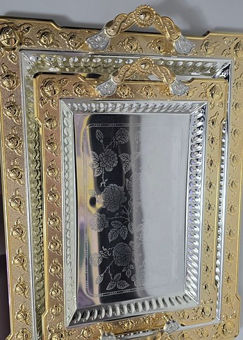 Altın ve Gümüş Renkli Desenli Tepsi Seti - Görsel 9
