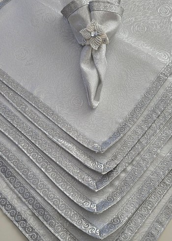 Gri İşlemeli Masa Örtüsü Seti - Görsel 6