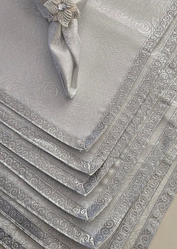 Gri İşlemeli Masa Örtüsü Seti - Görsel 3