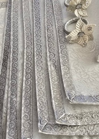 Gri İşlemeli Masa Örtüsü Seti - Görsel 5
