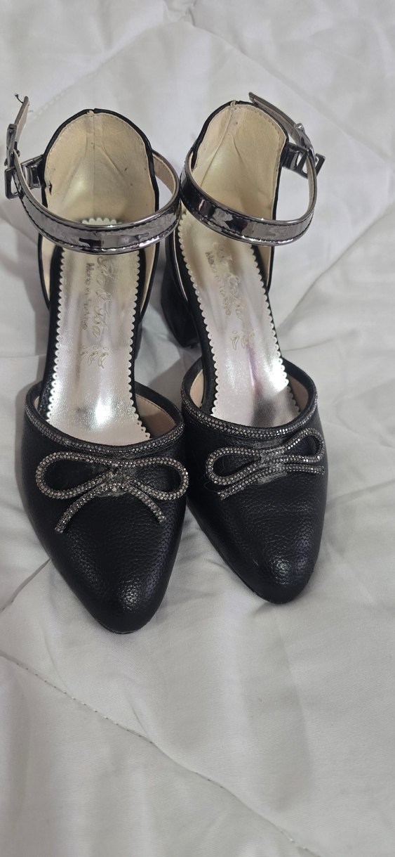 Tokalı Siyah Yılan Desenli Topuklu Ayakkabı - Görsel 3