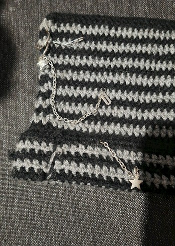 Gri Bohem Örgü Kadın Bere - Görsel 5