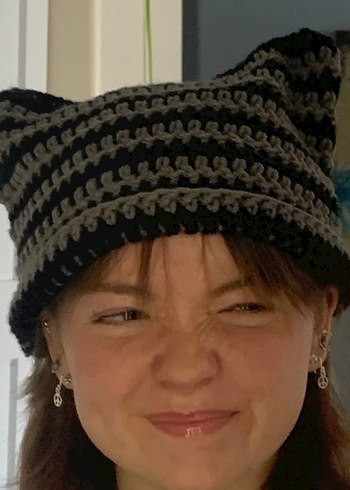 Gri Bohem Örgü Kadın Bere - Görsel 2