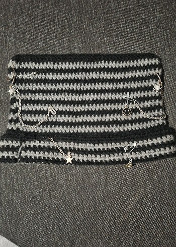 Gri Bohem Örgü Kadın Bere - Görsel 3