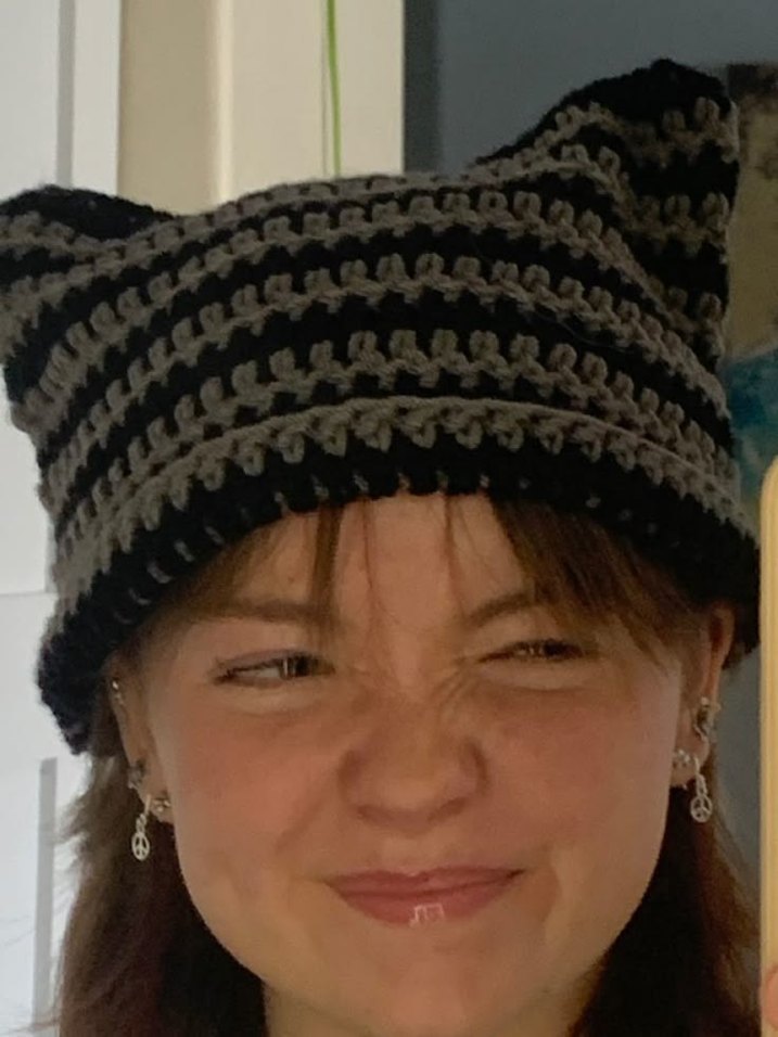 Gri Bohem Örgü Kadın Bere - Görsel 2