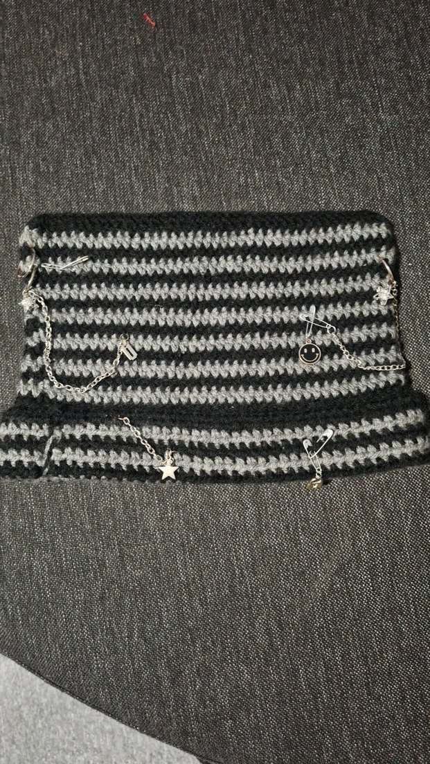 Gri Bohem Örgü Kadın Bere - Görsel 3