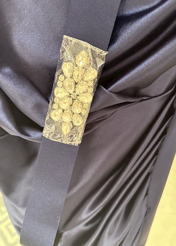 Straplez Drapeli Lacivert Uzun Abiye Elbise - Görsel 8