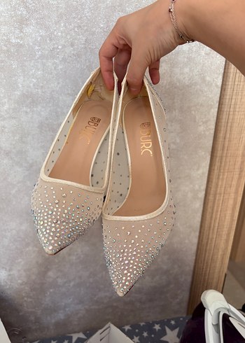 Beyaz Payetli Stiletto Gelin Ayakkabısı - Görsel 3