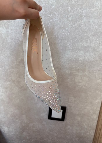 Beyaz Payetli Stiletto Gelin Ayakkabısı - Görsel 6