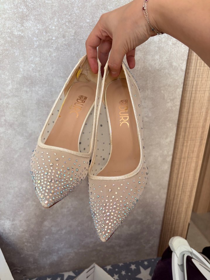 Beyaz Payetli Stiletto Gelin Ayakkabısı - Görsel 3