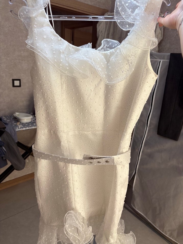 Bohem Straplez Midi Beyaz Mini Gelinlik - Görsel 3