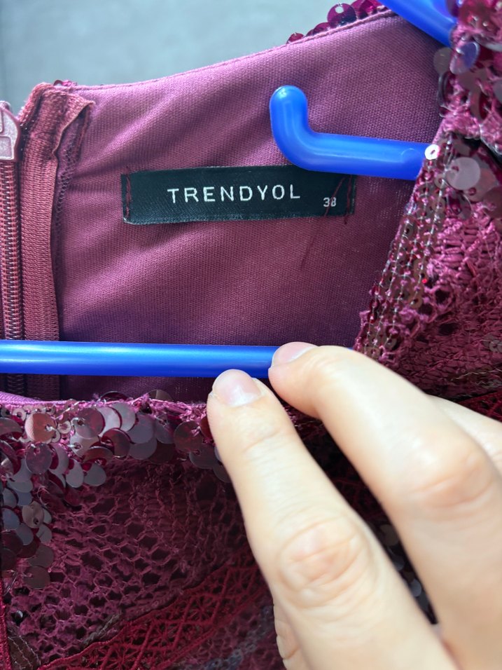 Bordo Payetli Mini Abiye Elbise - Görsel 4