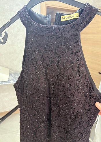 Siyah Dantel Midi Abiye Elbise - Görsel 3