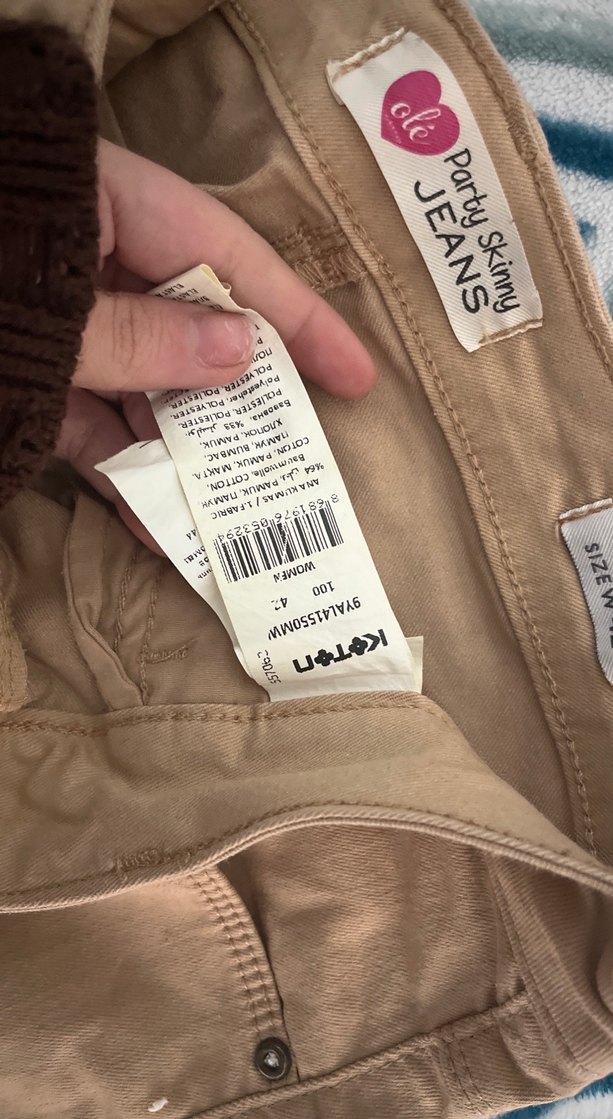 Bej Kadın Normal Boy Kumaş Pantolon - Görsel 3