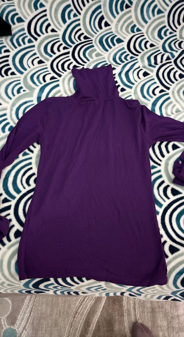 Mor Uzun Kollu Balıkçı Yaka Kadın Kazak - Görsel 2