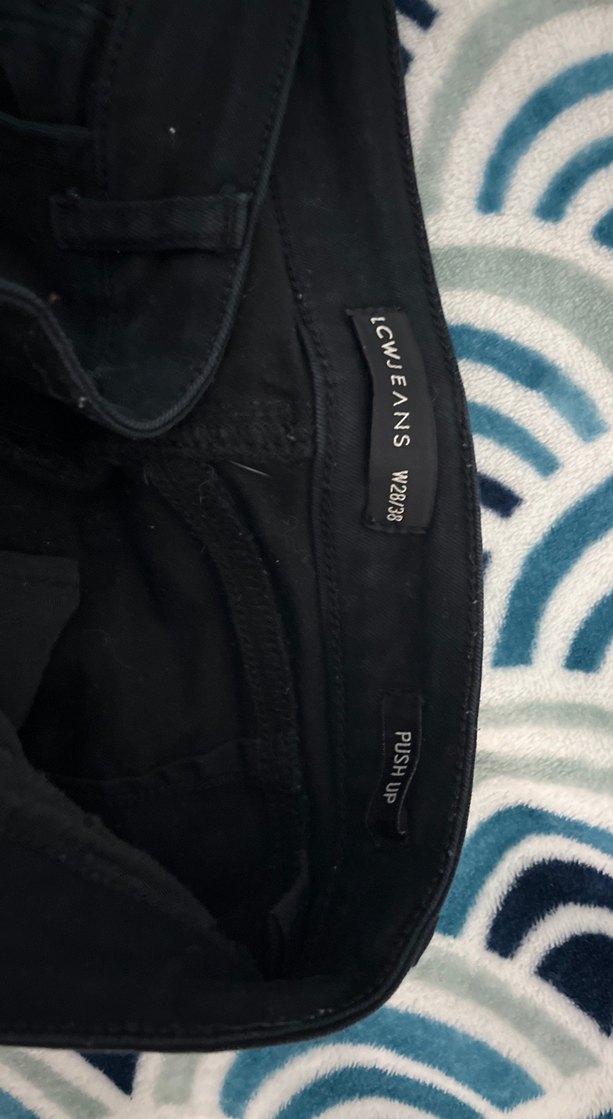 Siyah Bağlamalı Elastik Kadın Kot Pantolon - Görsel 2