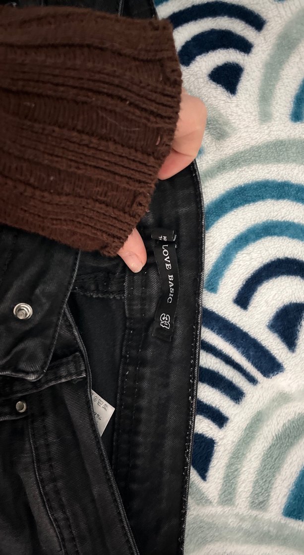 Siyah Batik Desenli Salaş Kot Pantolon - Görsel 2