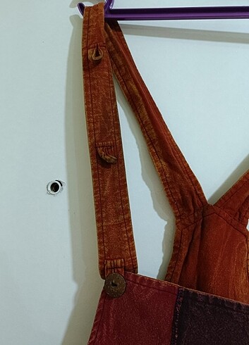 m Beden Patchwork Askılı Pantolon