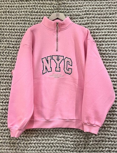 Diğer NYC Nakışlı Pembe Sweatshirt