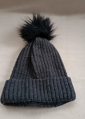 Gri Kadın Yün Örgü Bere - Görsel 3