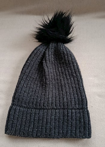 Gri Kadın Yün Örgü Bere - Görsel 2