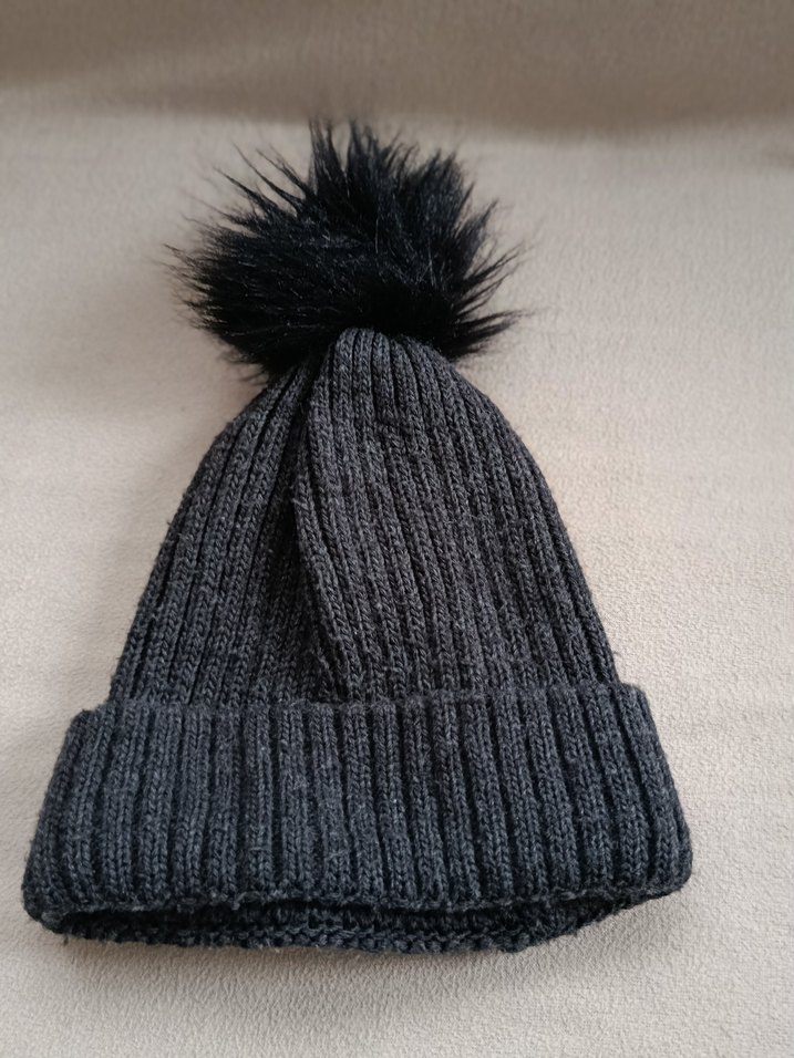 Gri Kadın Yün Örgü Bere - Görsel 3