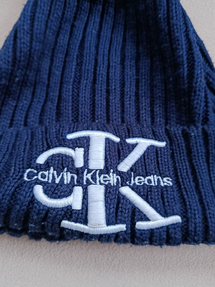 Mavi Örgü Kadın Bere - Calvin Klein - Görsel 3