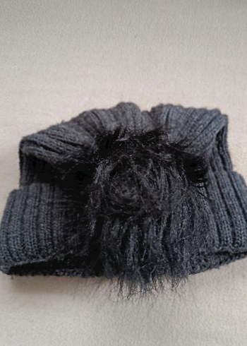 Kadın Gri Örgü Yün Bere - Görsel 4