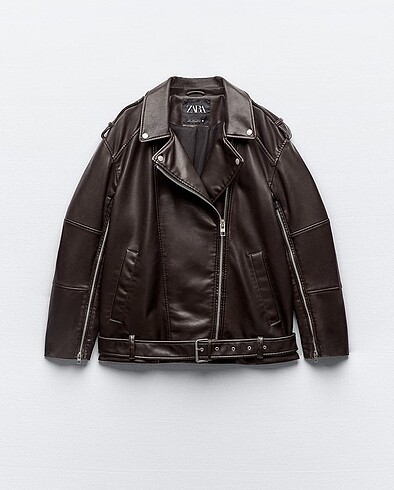 Soluk efektli oversize suni deri ceket