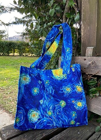  Beden mavi Renk Midi van gogh çanta