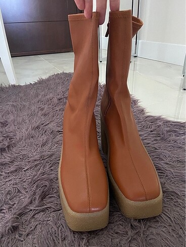 38 Beden kahverengi Renk Skyla stretch platform boots