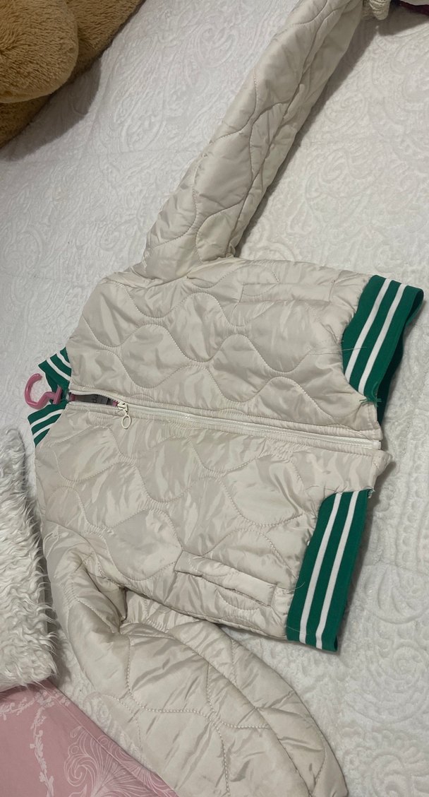 Kadın Krem Fermuarlı Streetwear Mont - Görsel 2