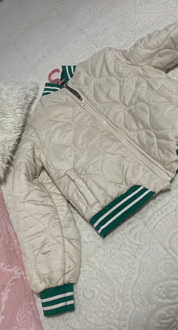 Kadın Krem Fermuarlı Streetwear Mont - Görsel 4