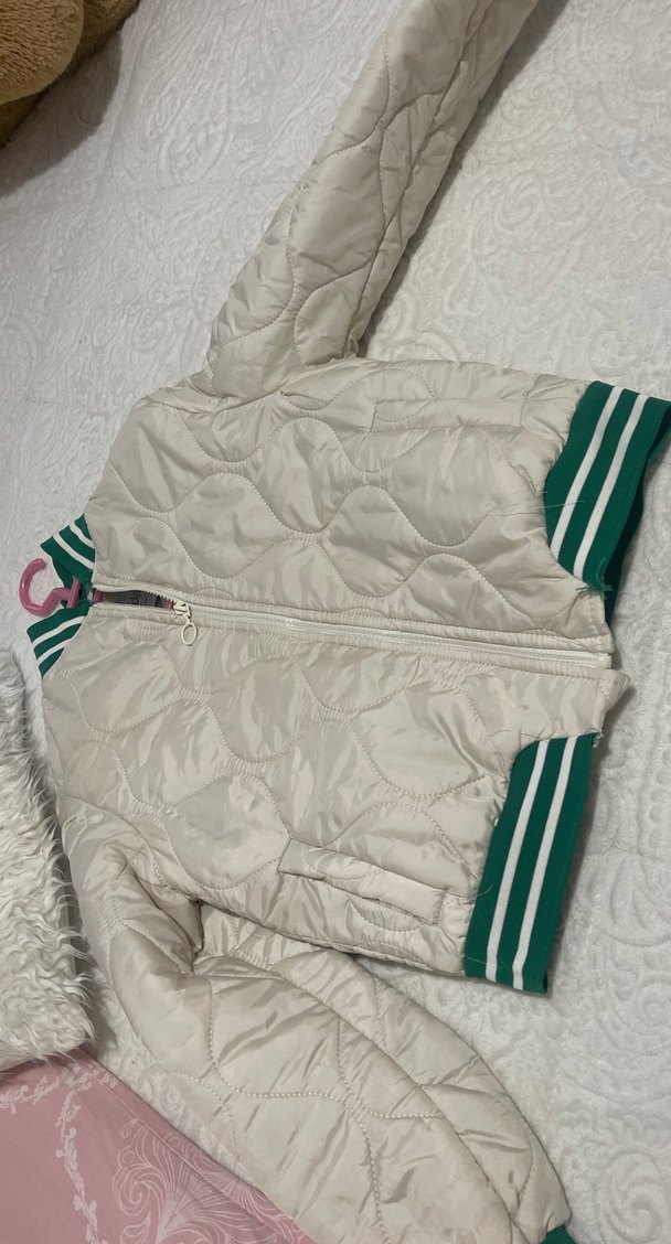 Kadın Krem Fermuarlı Streetwear Mont - Görsel 3