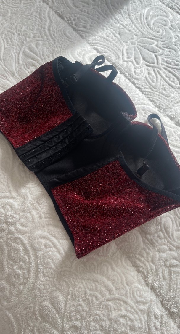 Bordo Simli Straplez Bustiyer - Görsel 4