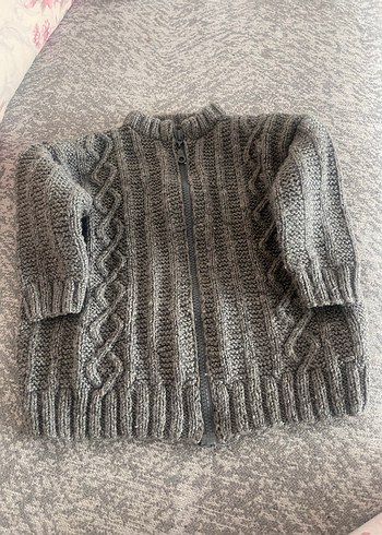 Gri Erkek Çocuk Örgü Kazak - Görsel 3