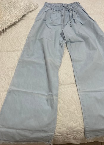 Mavi Bol Kesim Midi Denim Kadın Pantolon - Görsel 3