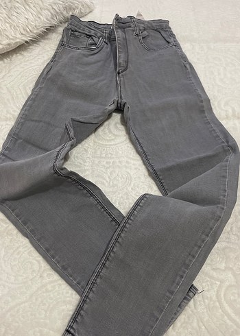 Gri Kadın Denim Pantolon - Regular Fit - Görsel 3