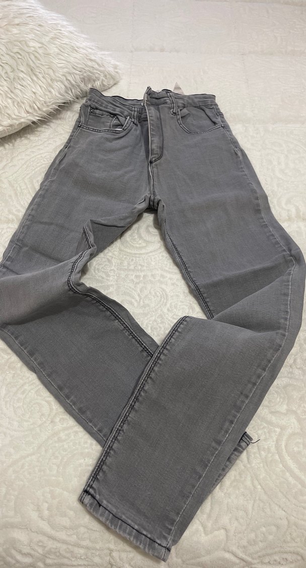 Gri Kadın Denim Pantolon - Regular Fit - Görsel 3