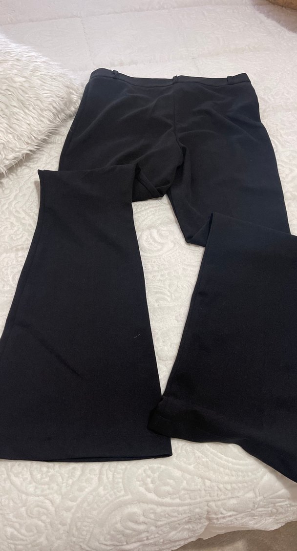 Kadın Siyah Kumaş Kemerli Pantolon - Görsel 3