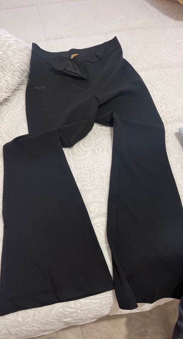 Kadın Siyah Kumaş Kemerli Pantolon - Görsel 2