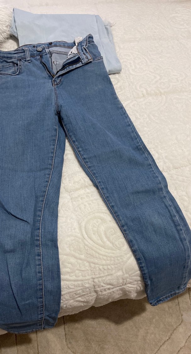 Kadın Mavi Kot Pantolon Tokalı - Görsel 2