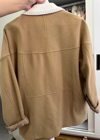 Bej Düğmeli Kadın Midi Kaban - Görsel 8