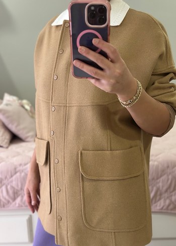 Bej Düğmeli Kadın Midi Kaban - Görsel 2