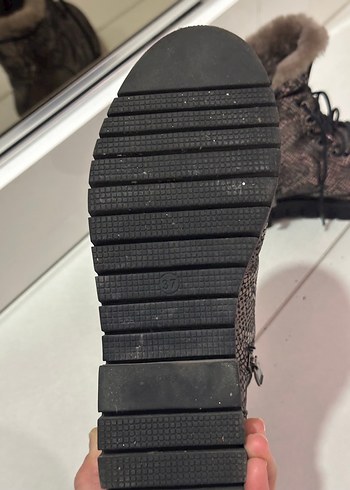 Kürklü Yılan Desenli Deri Kadın Bot - Görsel 6