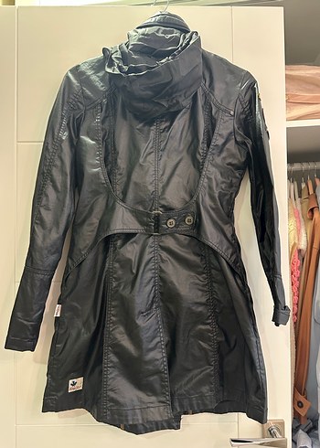 KHOJO Kemerli Siyah Deri Biker Ceket s beden uyumlu - Görsel 6