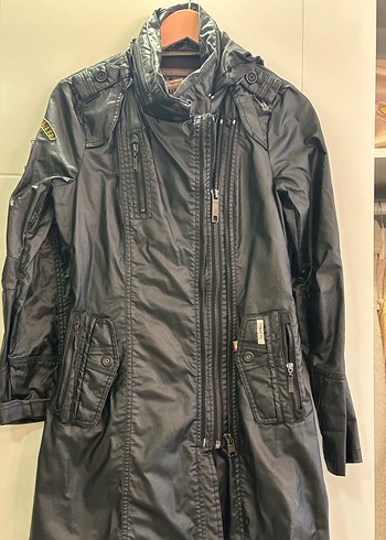 KHOJO Kemerli Siyah Deri Biker Ceket s beden uyumlu - Görsel 2