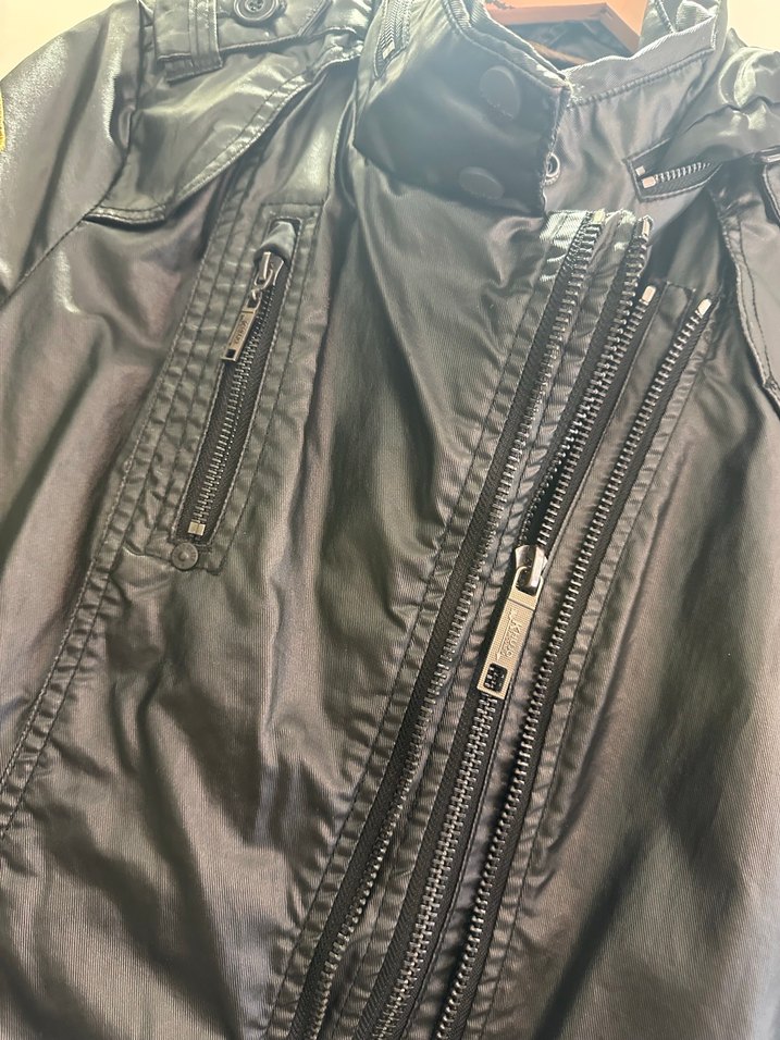 KHOJO Kemerli Siyah Deri Biker Ceket s beden uyumlu - Görsel 4